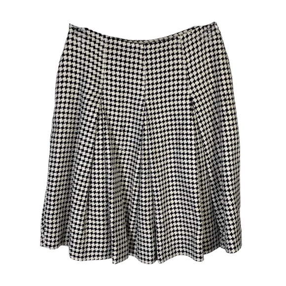 Ports Designs Vintage Off White and Black Houndstooth Knit Silk Pleated Skirt 2 - Picture 2 of 7